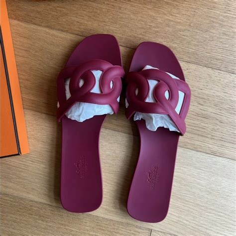 hermes aloha rose baie|HERMES Rubber Aloha Sandals 38 Rose Baie .